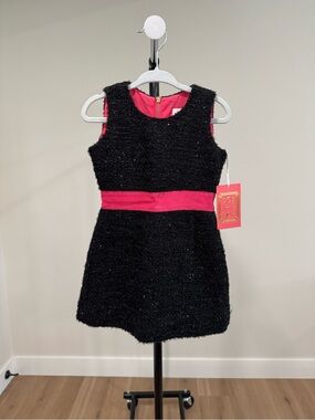 NWTSail to Sable Toddler Shimmer Tweed Dress Black Pink, Size 18-24 Months